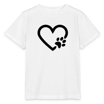 Hundepfote mit Herz - Stanley/Stella Kinder T-Shirt MINI CREATOR  - Weiß - Vorne - Maike (125cm)