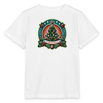 Vintage Christmas Tree Badge - Stanley/Stella MINI CREATOR Kids’ T-Shirt - white - Front - Maike (125cm)