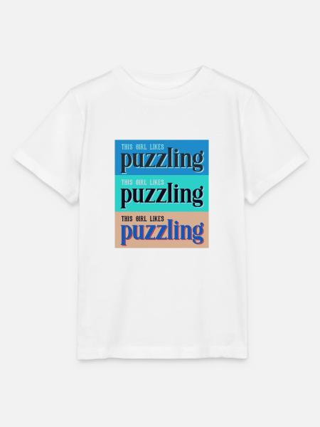 Mädchen mag rätselhaftes Hobby-Puzzle - Stanley/Stella Kinder T-Shirt MINI CREATOR - Weiß