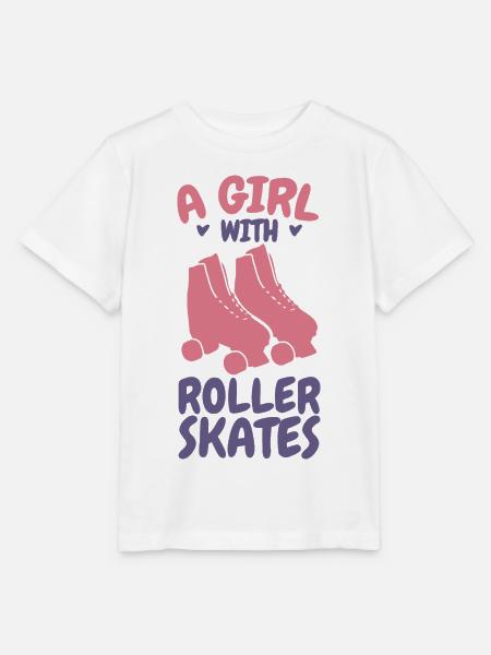 Ein Mädchen mit Rollschuhen - Stanley/Stella Kinder T-Shirt MINI CREATOR - Weiß