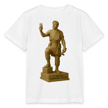 Antike Philosophen Skulptur mit Zitat - Stanley/Stella Kinder T-Shirt MINI CREATOR  - Weiß - Vorne - Maike (125cm)