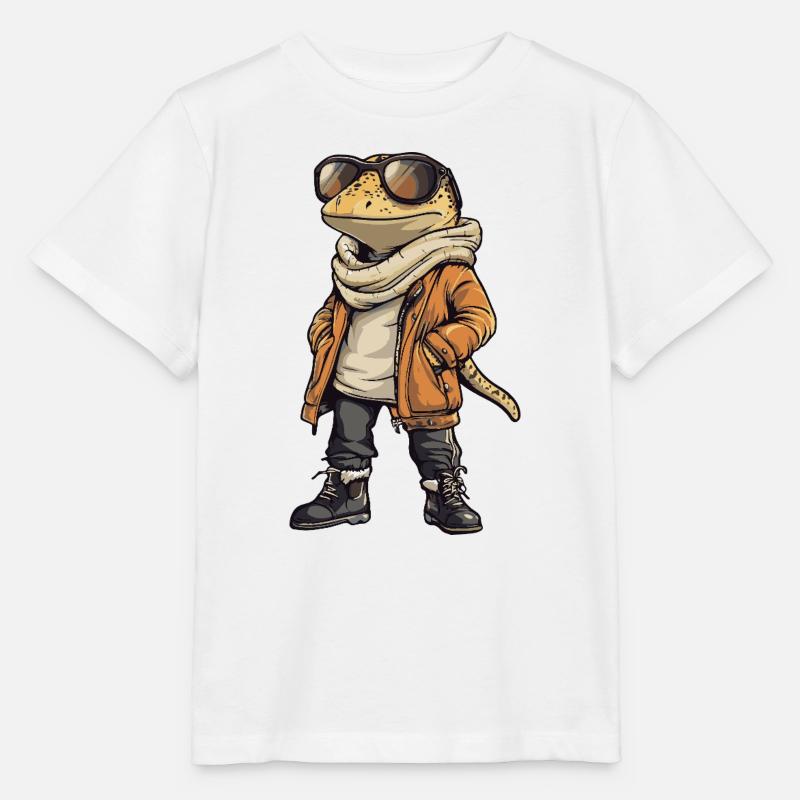 Echse Cool Winter - Stanley/Stella Kinder T-Shirt MINI CREATOR  - Weiß