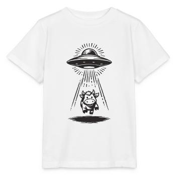 UFO Abducted Cow Cartoon - Stanley/Stella MINI CREATOR Kids’ T-Shirt - white - Front - Maike (125cm)