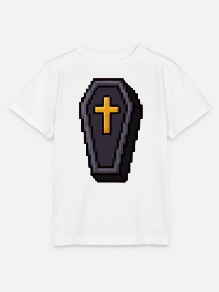 Pixel-Sarg mit goldenem Kreuz - Stanley/Stella Kinder T-Shirt MINI CREATOR - Weiß