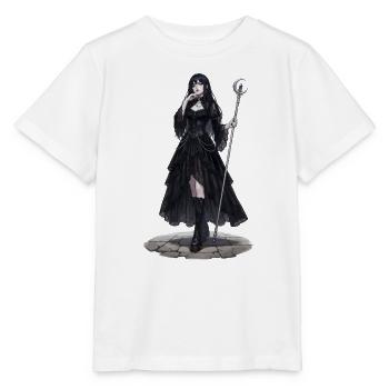 Gothic Hexenkönigin mit Stab - Stanley/Stella Kinder T-Shirt MINI CREATOR  - Weiß - Vorne - Maike (125cm)