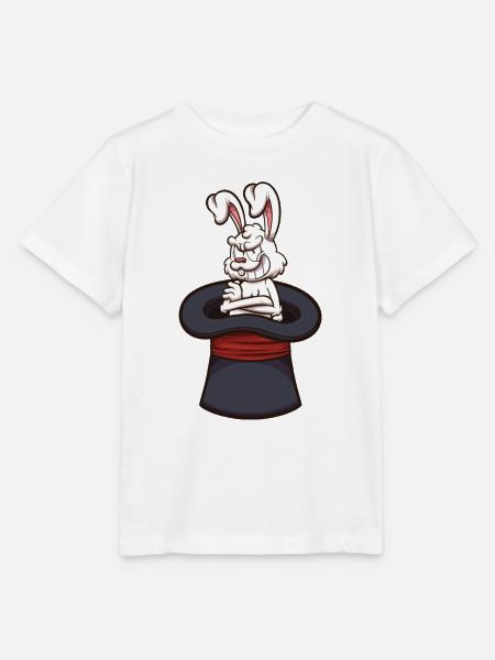 Böser weißer Hase mit Zaubererhut - Stanley/Stella Kinder T-Shirt MINI CREATOR - Weiß