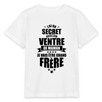secret dans le ventre de maman grand frere - T-shirt bio MINI CREATOR Stanley/Stella Enfant - blanc - Devant - Maike (125cm)