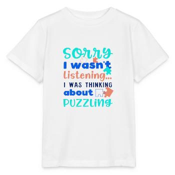 Hobby Puzzler Puzzler-Puzzle mit lustigem Zitat - Stanley/Stella Kinder T-Shirt MINI CREATOR  - Weiß - Vorne - Maike (125cm)