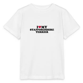 Staffordshire Terrier - Stanley/Stella Kinder T-Shirt MINI CREATOR  - Weiß - Vorne - Maike (125cm)