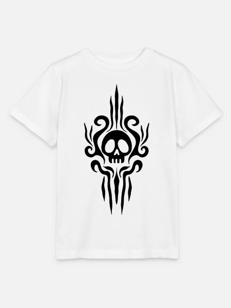 Crâne noir et tatouage - T-shirt bio MINI CREATOR Stanley/Stella Enfant - blanc