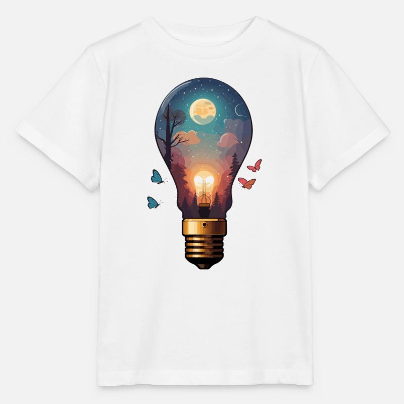 Ampoule au clair de lune - T-shirt bio MINI CREATOR Stanley/Stella Enfant - blanc
