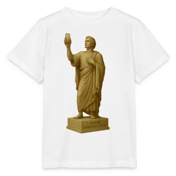 Antiker Philosophier-Statue mit Zitat - Stanley/Stella Kinder T-Shirt MINI CREATOR  - Weiß - Vorne - Maike (125cm)