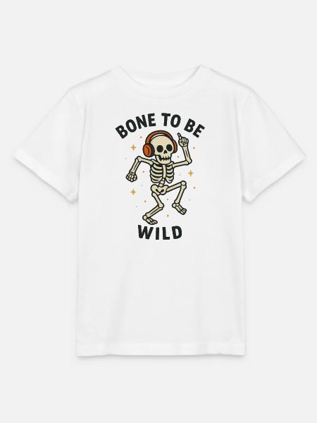 Bone to be Wild–Lustiges Halloween Skelett Design - Stanley/Stella Kinder T-Shirt MINI CREATOR  - Weiß