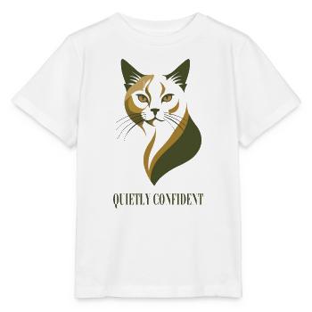 Quietly Confident – Selbstbewusste Katze - Stanley/Stella Kinder T-Shirt MINI CREATOR  - Weiß - Vorne - Maike (125cm)
