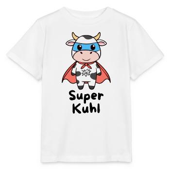 Super Kuhl – Superhelden Kuh - Stanley/Stella Kinder T-Shirt MINI CREATOR  - Weiß - Vorne - Maike (125cm)