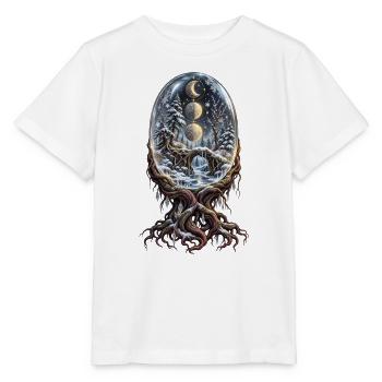 Mondphasen-Wurzel in magischer Schneekugel - Stanley/Stella Kinder T-Shirt MINI CREATOR  - Weiß - Vorne - Maike (125cm)