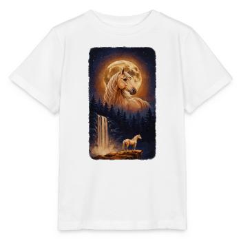 Mystisches Pferd Vollmond und Wasserfall - Stanley/Stella Kinder T-Shirt MINI CREATOR  - Weiß - Vorne - Maike (125cm)