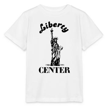 Liberty-Center 1982-1991 Diskothek Neu-Ulm - Stanley/Stella Kinder T-Shirt MINI CREATOR  - Weiß - Vorne - Maike (125cm)