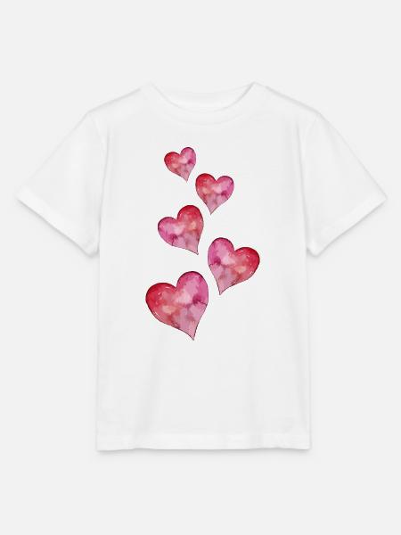 Herzen Wasserfarben - Stanley/Stella Kinder T-Shirt MINI CREATOR  - Weiß