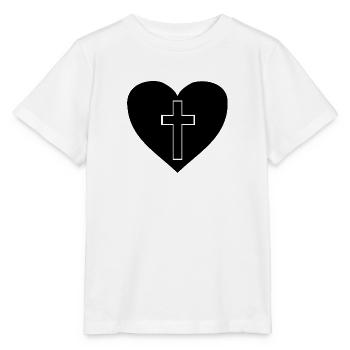 Kreuz in Herz Geschenk Geschenkidee - Stanley/Stella Kinder T-Shirt MINI CREATOR  - Weiß - Vorne - Maike (125cm)