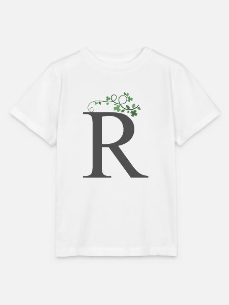 R mit Kleeblätter - Stanley/Stella Kinder T-Shirt MINI CREATOR  - Weiß