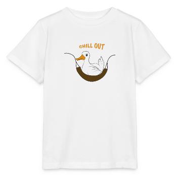 Funny duck saying chill out - Stanley/Stella MINI CREATOR Kids’ T-Shirt - white - Front - Maike (125cm)