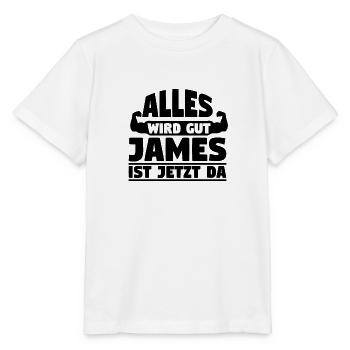 Alles wird gut James ist jetzt da - Stanley/Stella Kinder T-Shirt MINI CREATOR  - Weiß - Vorne - Maike (125cm)