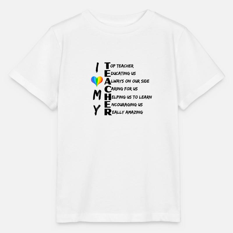 ICH LIEBE MEIN LEHRERGEDICHT mit Regenbogenherz - Stanley/Stella Kinder T-Shirt MINI CREATOR  - Weiß