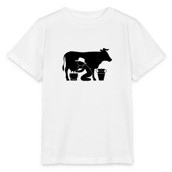 Farmer at milking a cow - Stanley/Stella MINI CREATOR Kids’ T-Shirt - white - Front - Maike (125cm)
