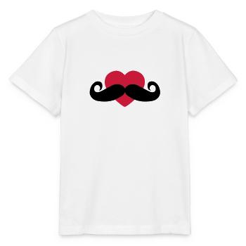 heart moustache / love moustache - Stanley/Stella MINI CREATOR Kids’ T-Shirt - white - Front - Maike (125cm)