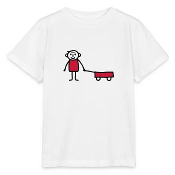 Junge mit Bollerwagen - V2 - Stanley/Stella Kinder T-Shirt MINI CREATOR  - Weiß - Vorne - Maike (125cm)