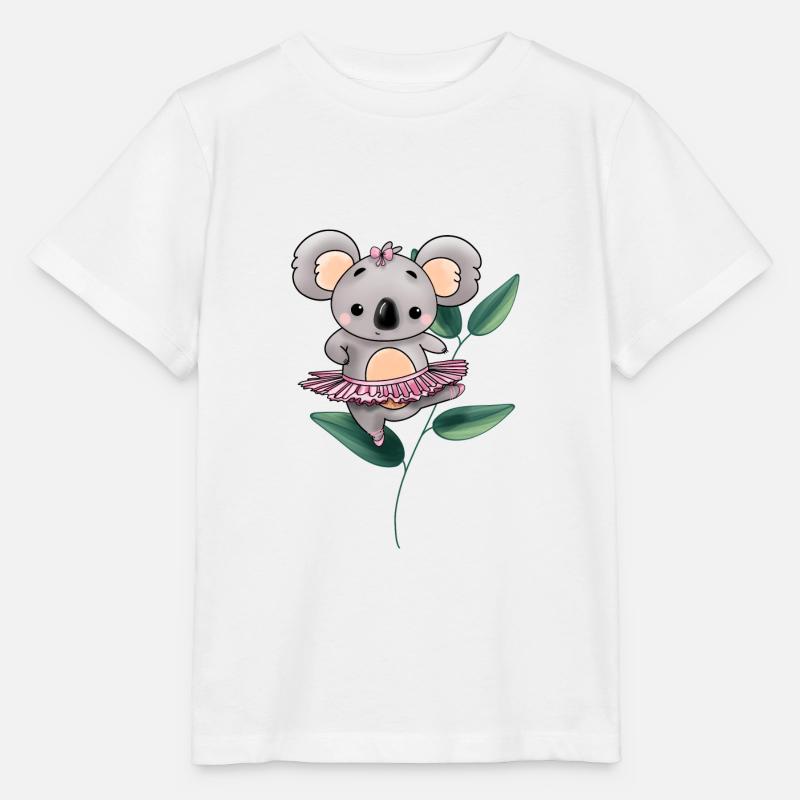 Ballerine koala sur feuilles d’eucalyptus - T-shirt bio MINI CREATOR Stanley/Stella Enfant - blanc