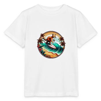 Katze surfen für Katzenfreunde - Stanley/Stella Kinder T-Shirt MINI CREATOR  - Weiß - Vorne - Maike (125cm)