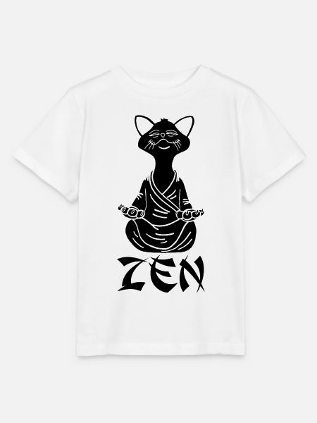 Zen Schwarze Katze - Stanley/Stella Kinder T-Shirt MINI CREATOR  - Weiß