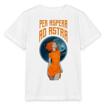 Per Aspera ad Astra - Retro Art Nouveau Spacelady - Stanley/Stella MINI CREATOR Kids’ T-Shirt - white - Front - Maike (125cm)