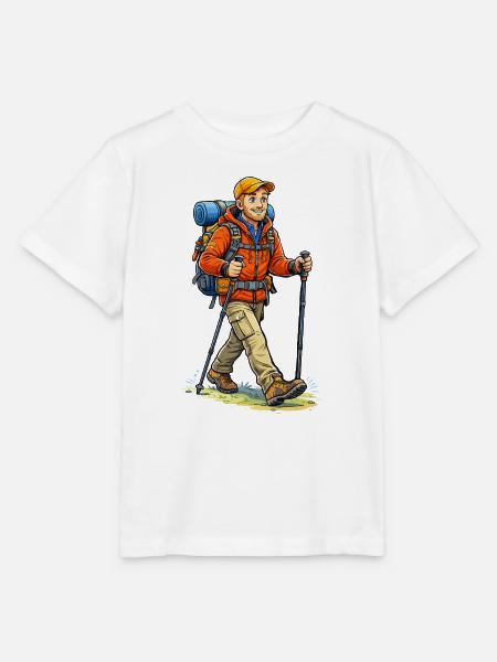 Abenteuerlicher Wanderer mit Rucksack - Stanley/Stella Kinder T-Shirt MINI CREATOR  - Weiß