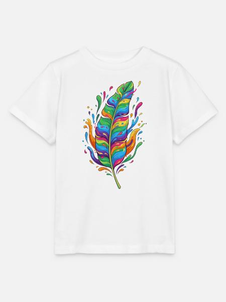 Regenbogenfeder Farbexplosion - Stanley/Stella Kinder T-Shirt MINI CREATOR  - Weiß