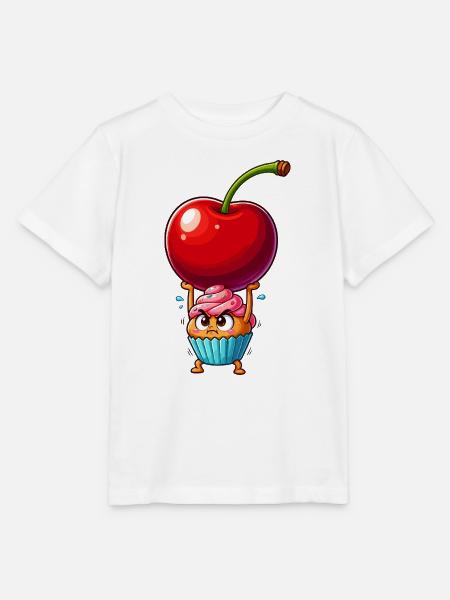 Kirsche Kraft Cupcake Held - Stanley/Stella Kinder T-Shirt MINI CREATOR - Weiß