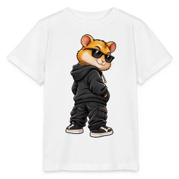 Goldhamster im Streetstyle-Gangster-Look - Stanley/Stella Kinder T-Shirt MINI CREATOR  - Weiß - Vorne - Maike (125cm)