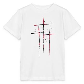 3 croix design pattern scratch cool symbole vieux - T-shirt bio MINI CREATOR Stanley/Stella Enfant - blanc - Devant - Maike (125cm)