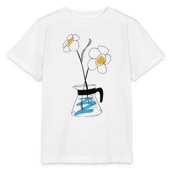 Coffee pot with flower - Stanley/Stella MINI CREATOR Kids’ T-Shirt - white - Front - Maike (125cm)