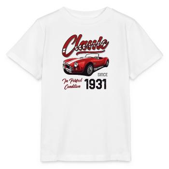 Je ne suis pas vieux Je suis une voiture classique vintage née en 1931 - T-shirt bio MINI CREATOR Stanley/Stella Enfant - blanc - Devant - Maike (125cm)