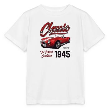 Je ne suis pas vieux Je suis une voiture classique vintage née en 1945 - T-shirt bio MINI CREATOR Stanley/Stella Enfant - blanc - Devant - Maike (125cm)