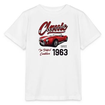 Je ne suis pas vieux Je suis une voiture classique vintage née en 1963 - T-shirt bio MINI CREATOR Stanley/Stella Enfant - blanc - Devant - Maike (125cm)