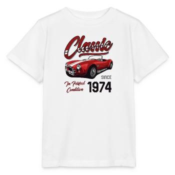 Je ne suis pas vieux Je suis une voiture classique vintage née en 1974 - T-shirt bio MINI CREATOR Stanley/Stella Enfant - blanc - Devant - Maike (125cm)