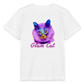 glam chat, chat, rose, glamour, louche - T-shirt bio MINI CREATOR Stanley/Stella Enfant - blanc - Devant - Maike (125cm)