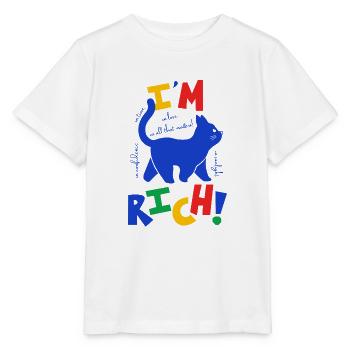 Chat riche - T-shirt bio MINI CREATOR Stanley/Stella Enfant - blanc - Devant - Maike (125cm)