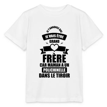 annonce grand frere maman a un polichinelle dans - T-shirt bio MINI CREATOR Stanley/Stella Enfant - blanc - Devant - Maike (125cm)
