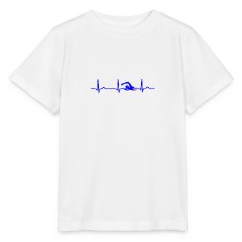 ECG HEARTBEAT NAGEURS Bleu - T-shirt bio MINI CREATOR Stanley/Stella Enfant - blanc - Devant - Maike (125cm)