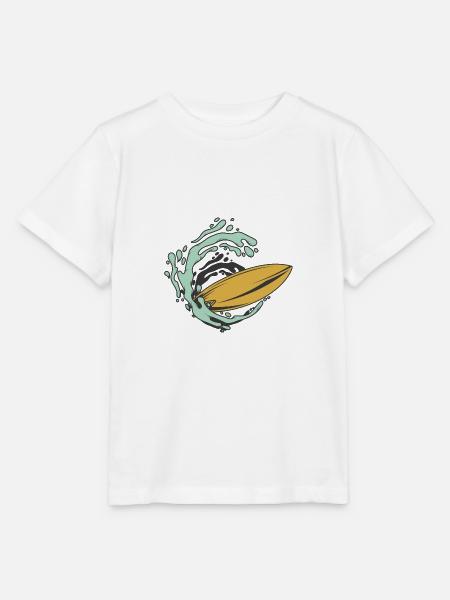 Surfboard Welle - Stanley/Stella Kinder T-Shirt MINI CREATOR - Weiß